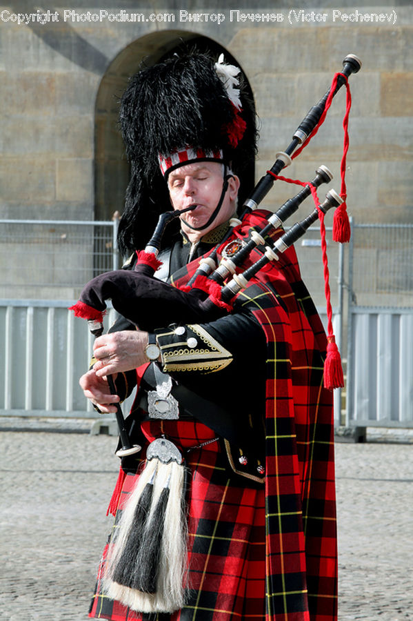 People, Person, Human, Bagpipe, Plaid, Tartan