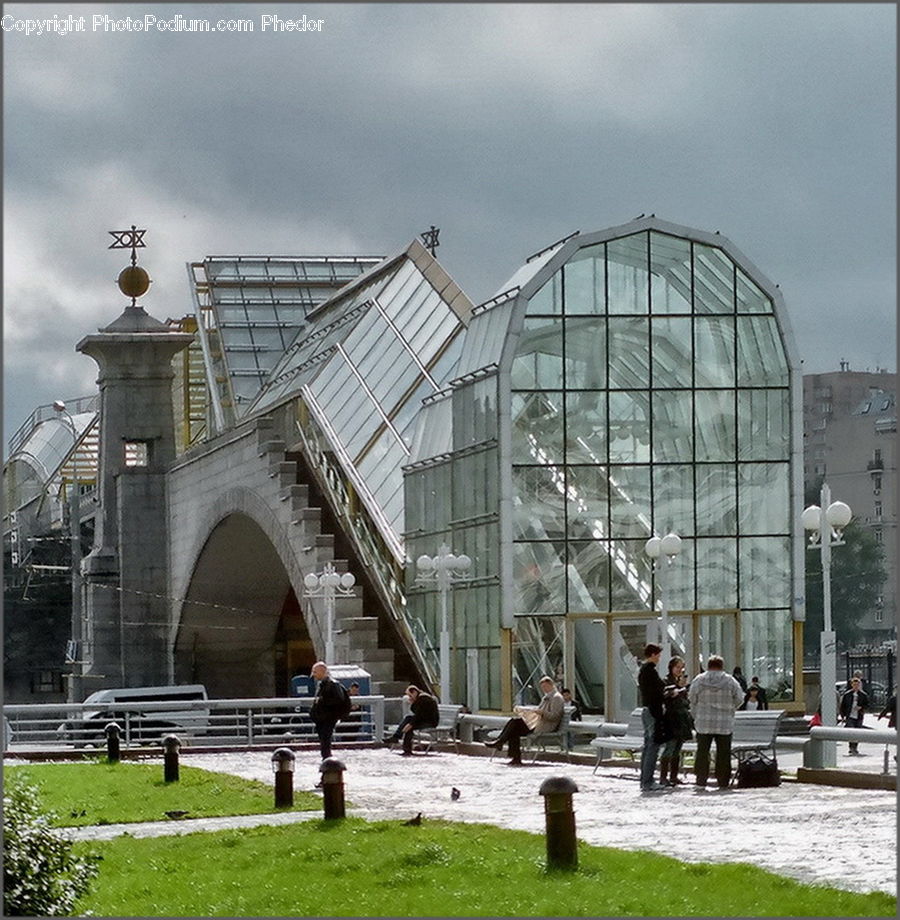 Arch, Pedestrian, Person, Canopy, Bench, City, Downtown