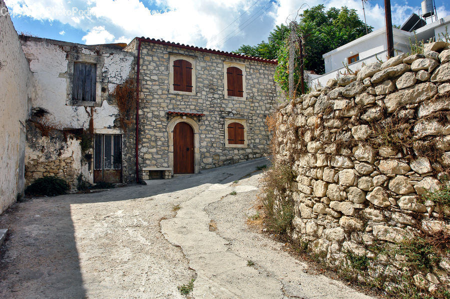 Cobblestone, Pavement, Walkway, Building, Housing, Villa, Fence