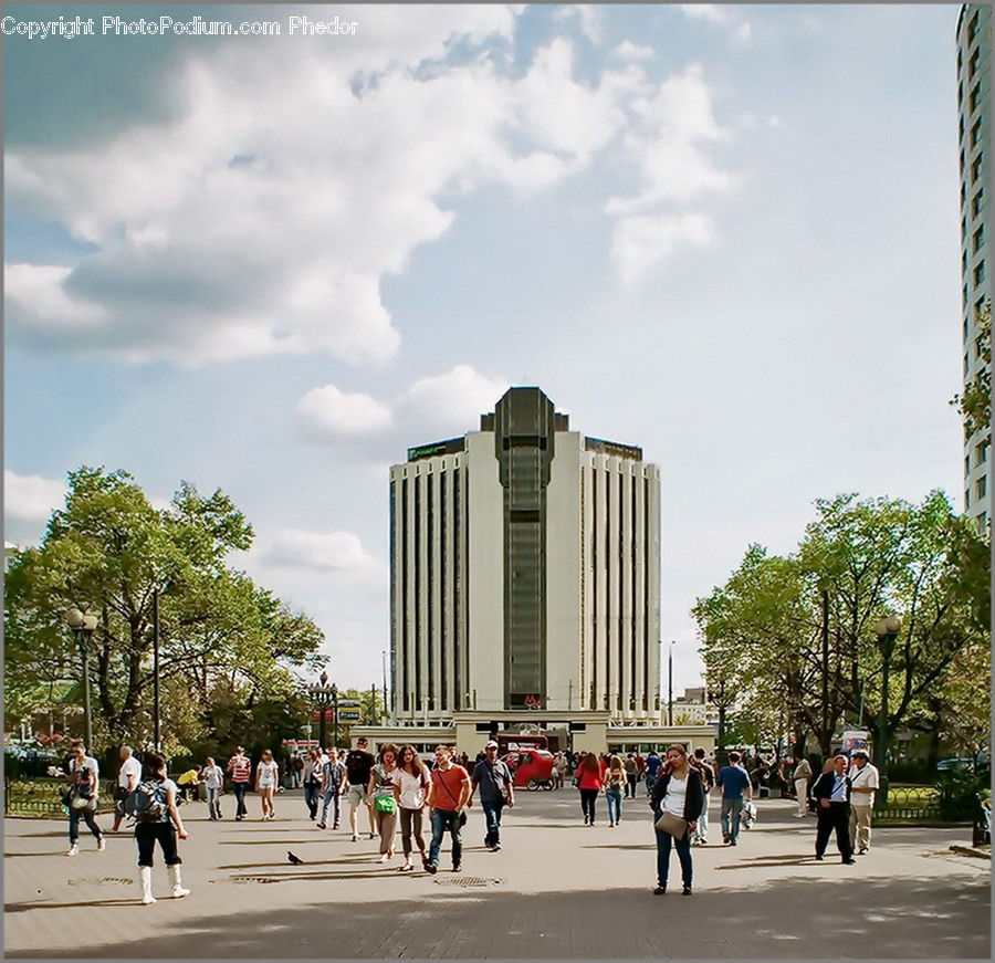 Architecture, Downtown, Plaza, Town Square, City, Metropolis, Urban