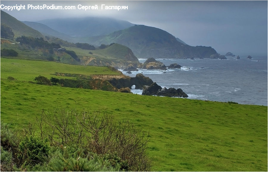 Field, Grass, Grassland, Land, Outdoors, Promontory, Coast