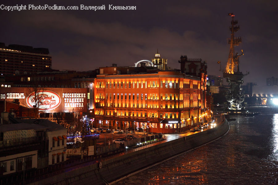 Night, Outdoors, City, Downtown, Metropolis, Urban, Building