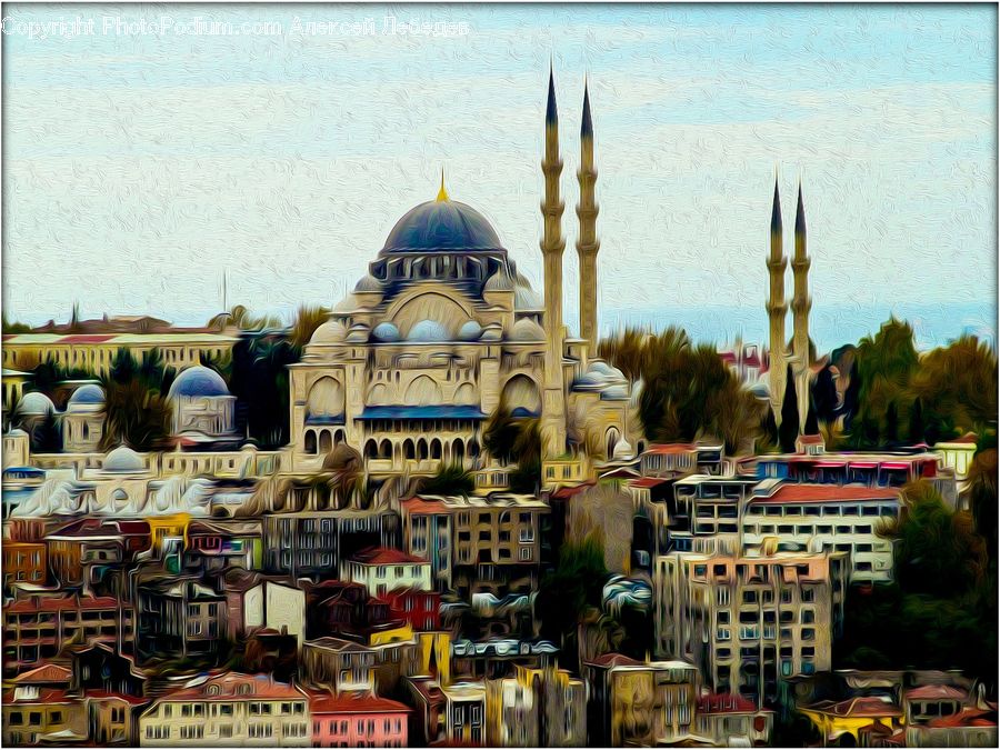 Architecture, Dome, Mosque, Worship, City, Downtown, Spire