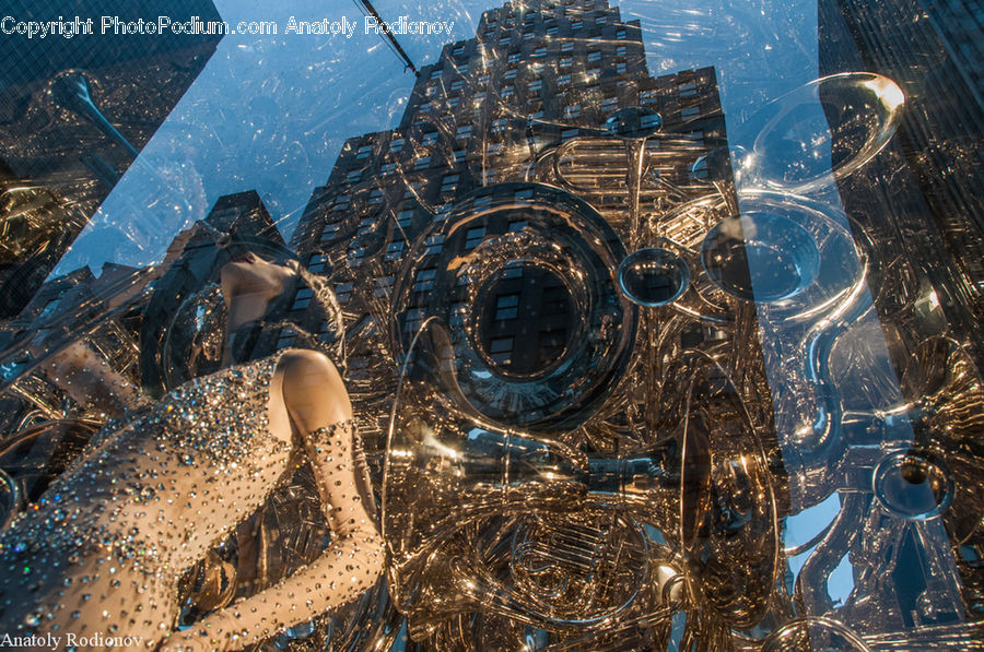 Aerial View, City, Downtown, Urban, Glass, Sphere, Intersection