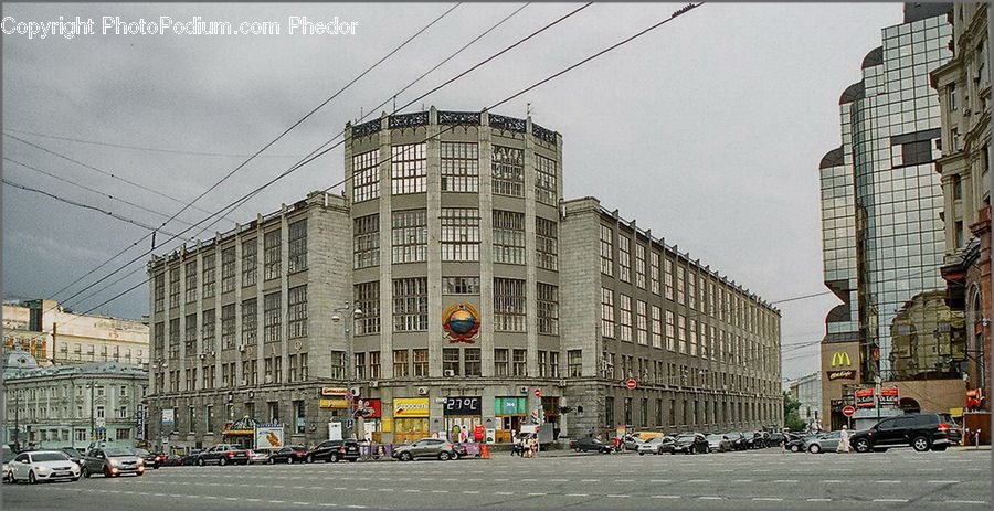 Intersection, Road, City, Downtown, Urban, Street, Town