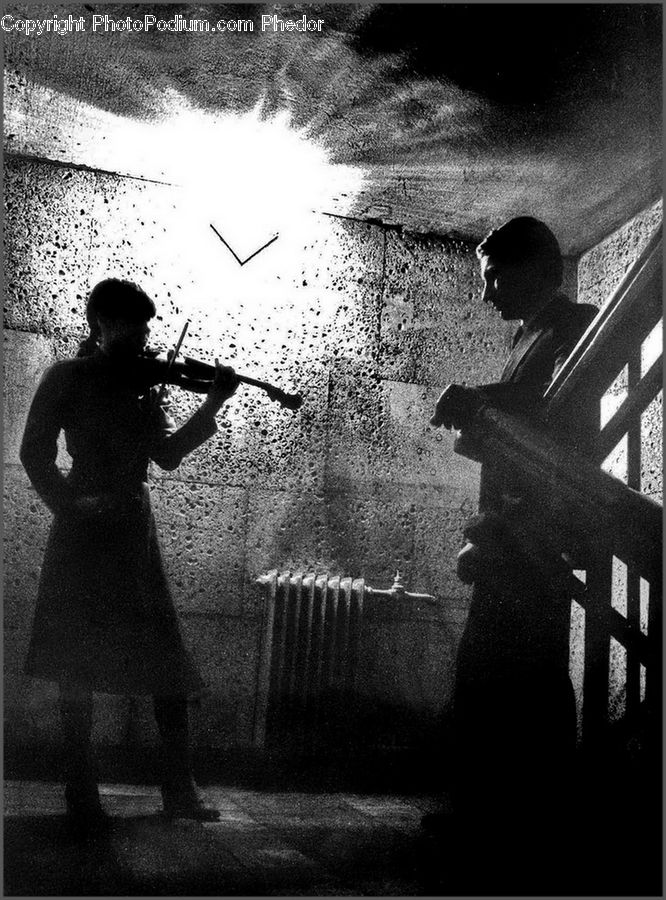 People, Person, Human, Silhouette, Fiddle, Musical Instrument, Viola