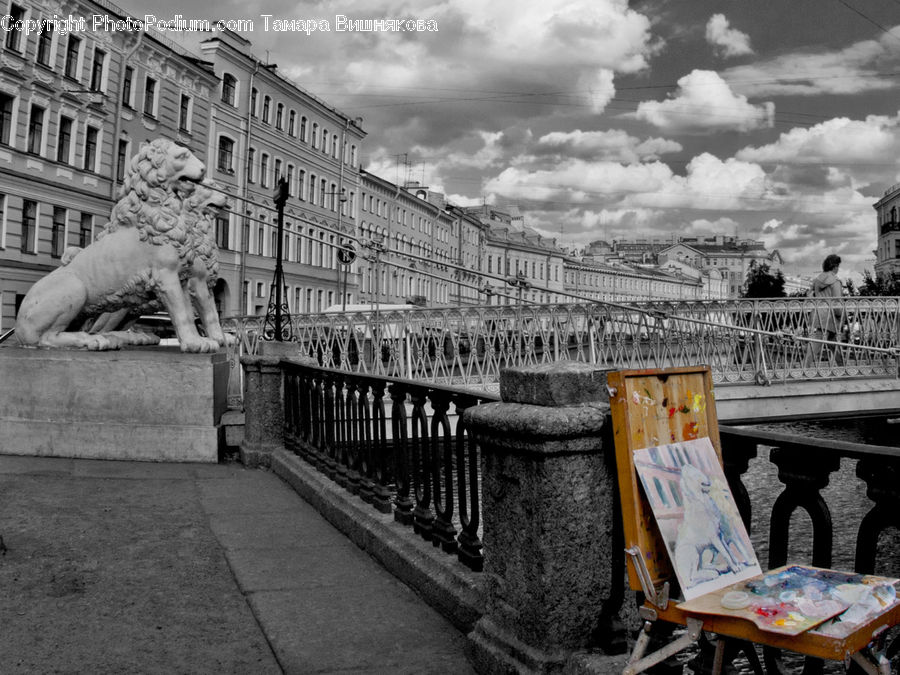Chair, Furniture, Art, Sculpture, Statue, Bridge, City