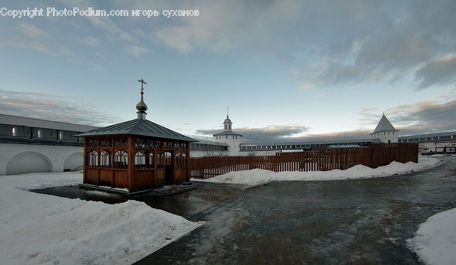 Arctic, Snow, Winter, Gazebo, Coast, Outdoors, Sea