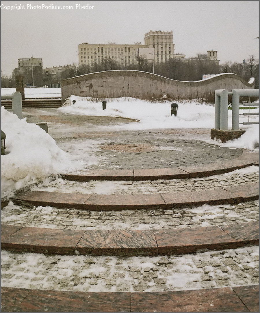 Bench, Ice, Outdoors, Snow, Park, Architecture
