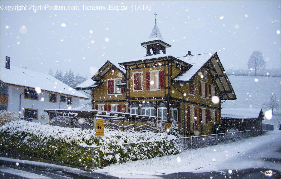 Architecture, Mansion, Building, Cottage, Housing, Tower, Ice