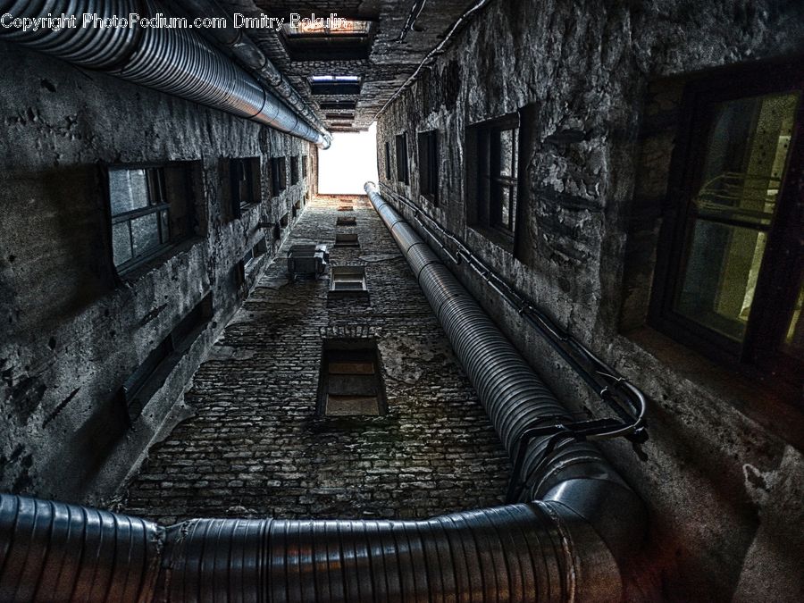 Drain, Sewer, Corridor, Banister, Handrail, Staircase, Asphalt