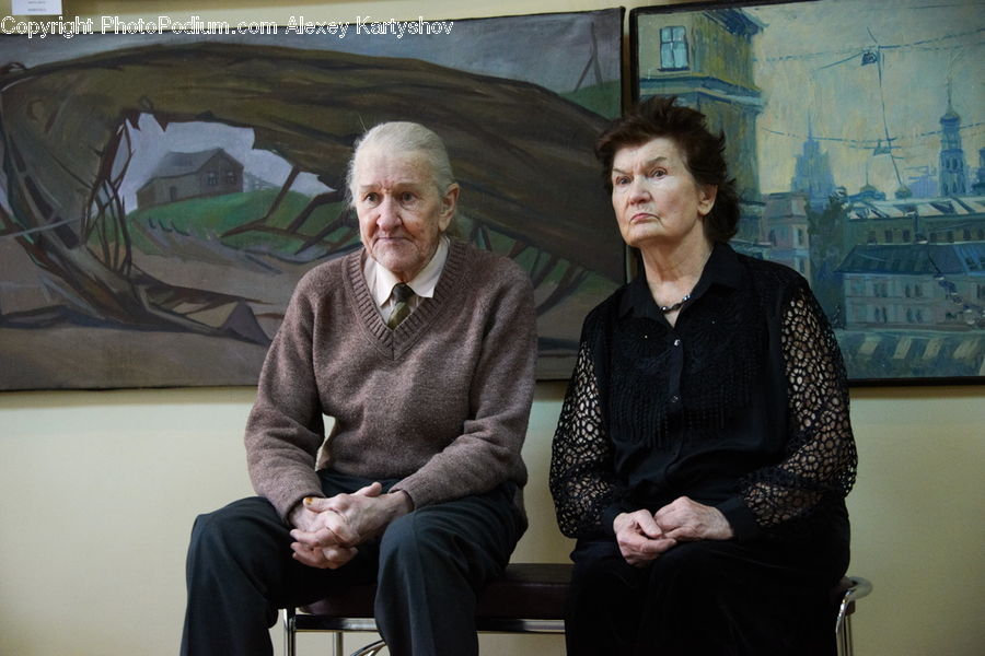 Human, People, Person, Senior Citizen, Art, Painting, Sitting