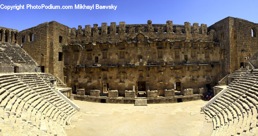 Castle, Fort, Amphitheater, Amphitheatre, Architecture, Arena