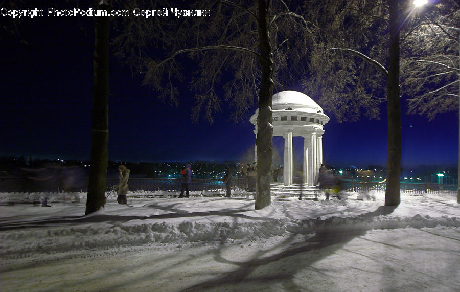 Gazebo, Architecture, Bell Tower, Clock Tower, Tower, Night, Outdoors
