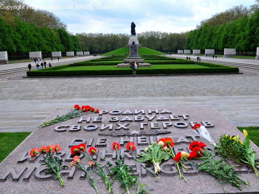 Fountain, Water, Park, Flagstone, Monument, Plant, Blossom