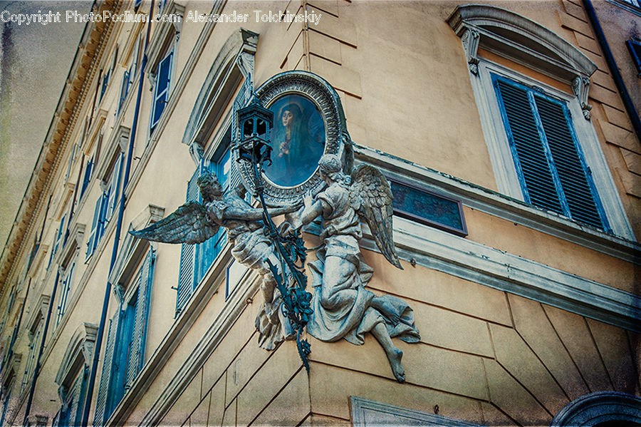 Art, Gargoyle, Statue, Emblem, Logo, Building, Angel