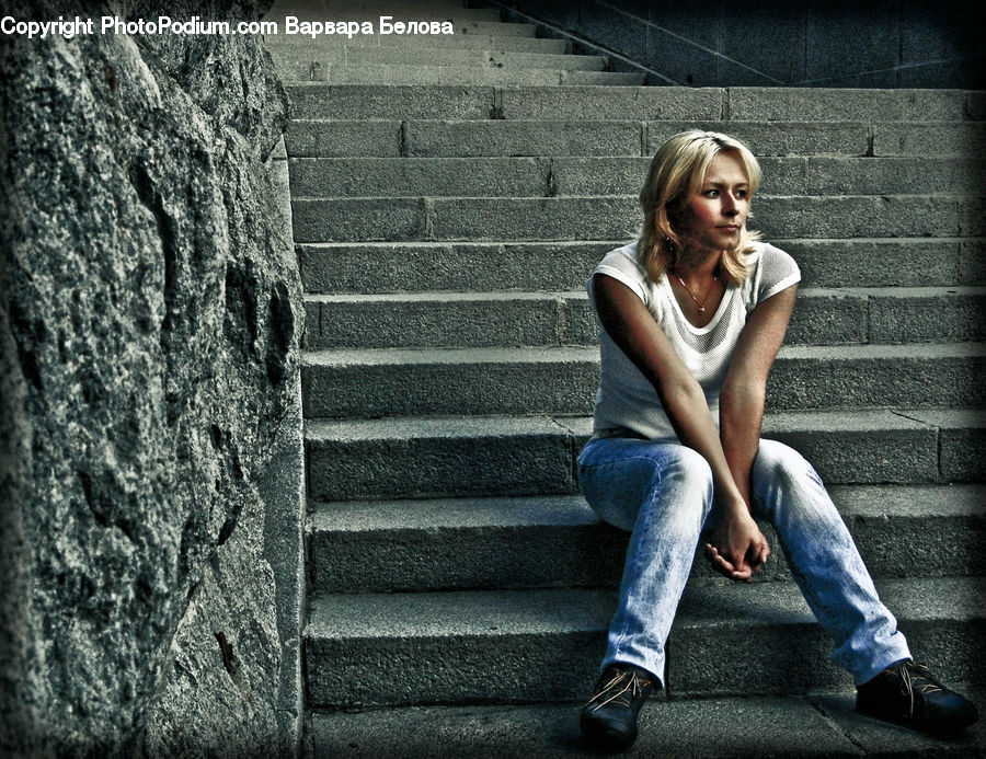 Human, People, Person, Blonde, Female, Woman, Brick