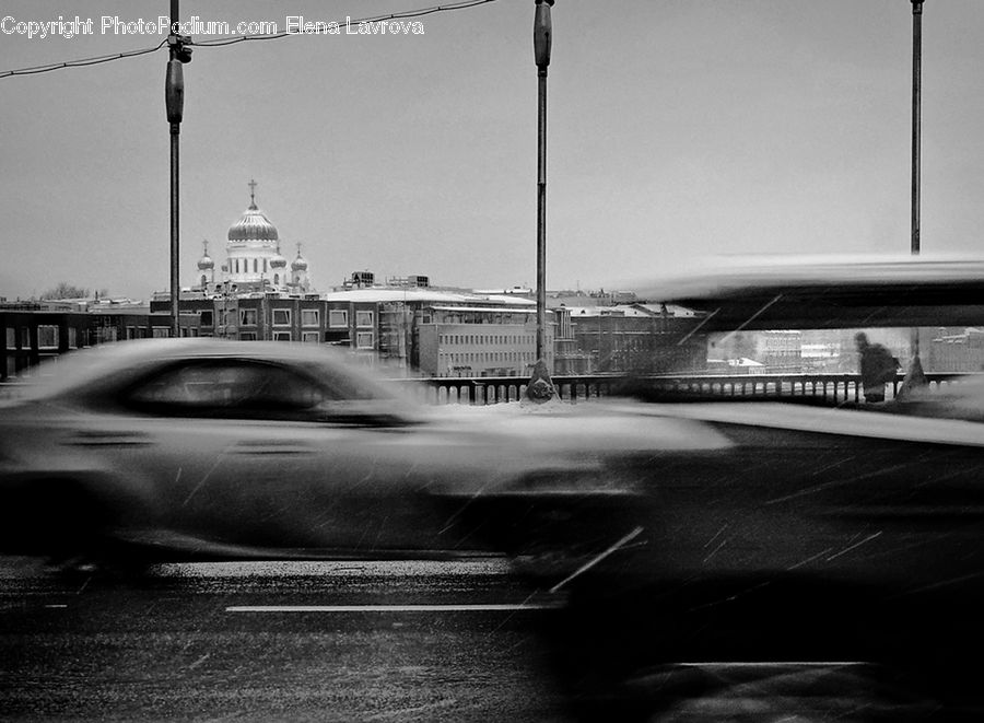 Bridge, City, Downtown, Urban, Intersection, Road, Alley