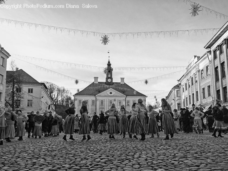 Crowd, Building, Housing, Villa, Downtown, Town, Carnival