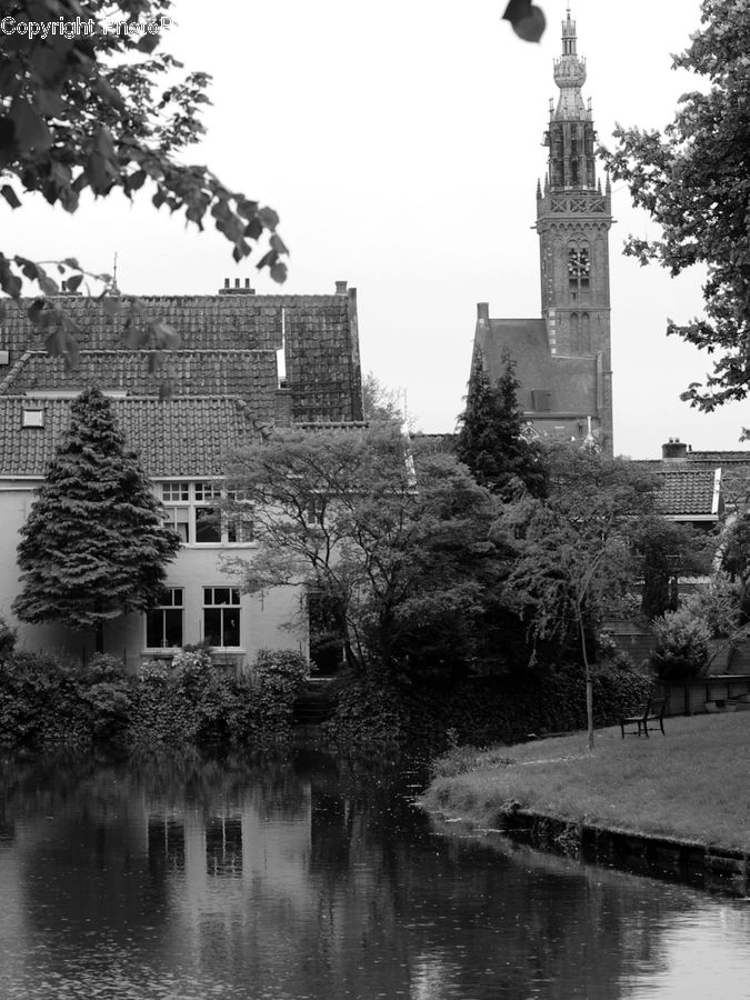 Brick, Architecture, Castle, Fort, Outdoors, Pond, Water