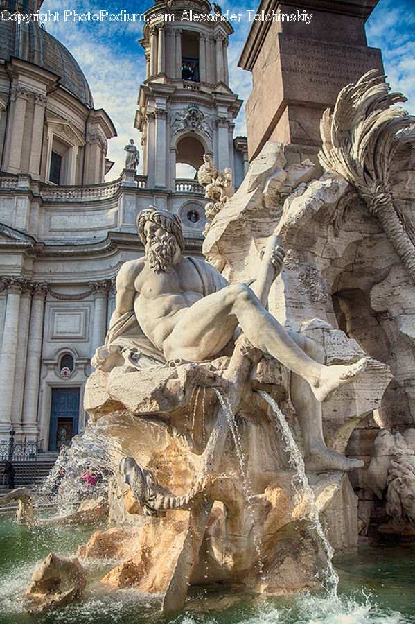 Fountain, Water, Animal, Hippo, Mammal, Art, Gargoyle