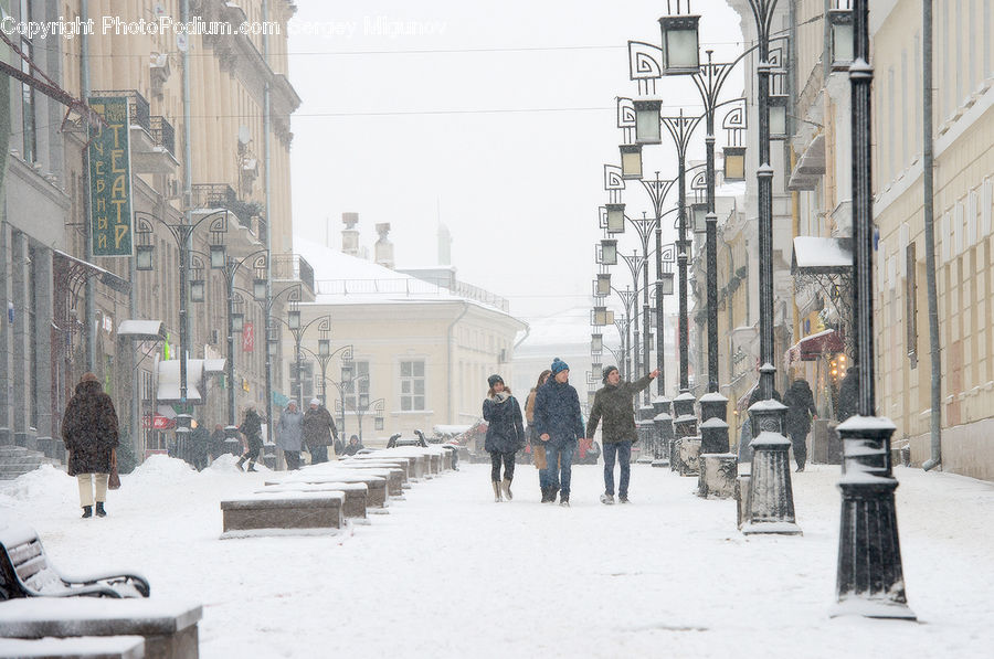 Blizzard, Outdoors, Snow, Weather, Winter, Bench, Ice