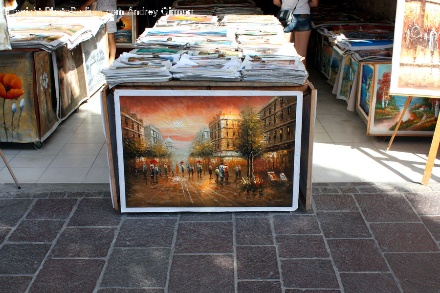 Art, Painting, Corridor, Pavement, Flagstone, Furniture, Shop