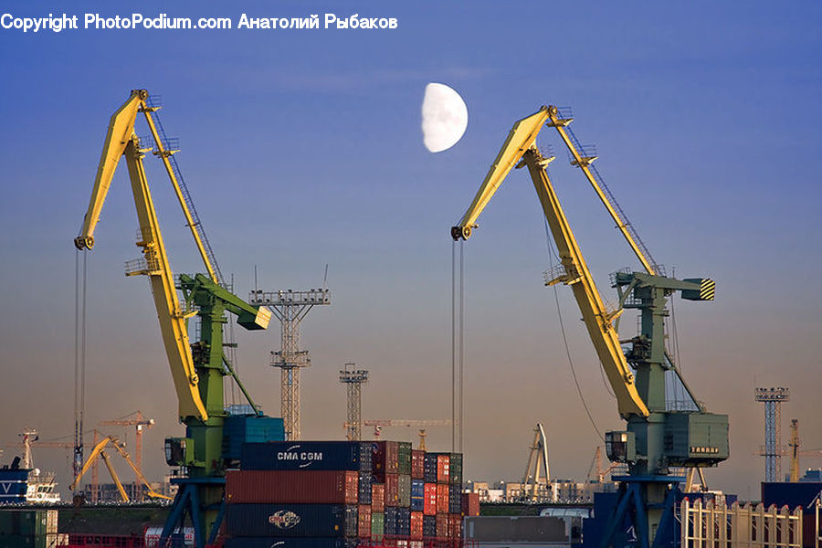 Constriction Crane, Dock, Port, Waterfront