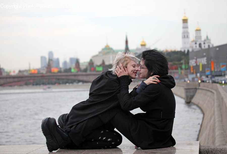 People, Person, Human, Bench, Hug, Kiss, Clothing
