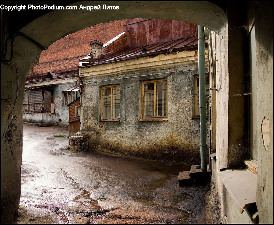 Patio, Building, Cottage, Housing, Plywood, Wood, Cobblestone