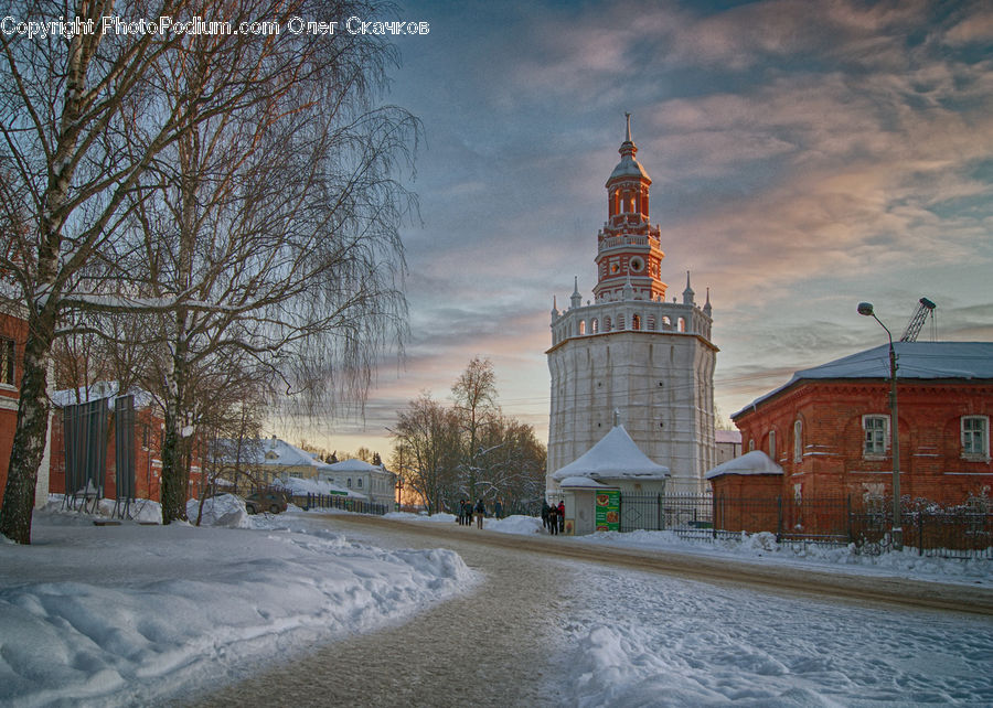 Ice, Outdoors, Snow, Architecture, Bell Tower, Clock Tower, Tower