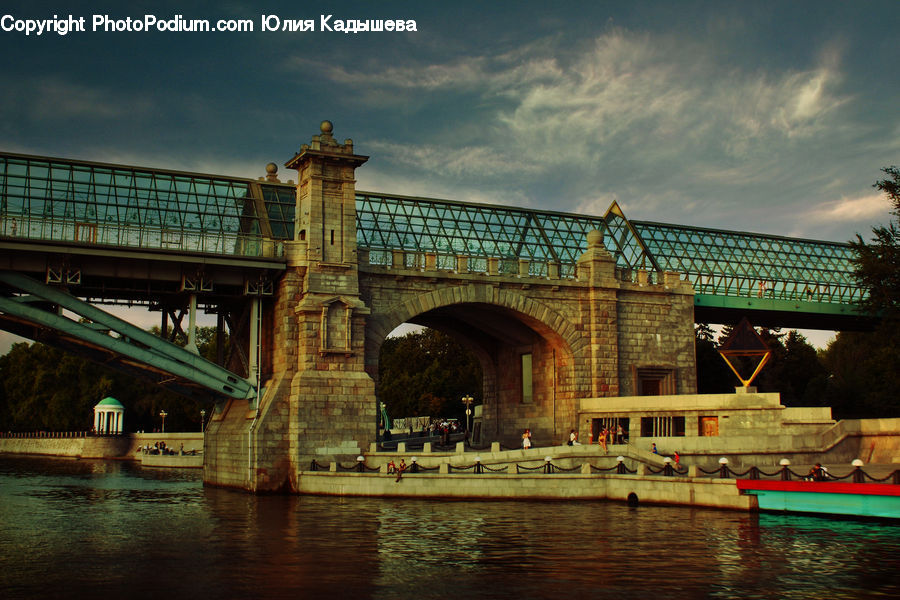Boat, Watercraft, Bridge, Building, City, Downtown, Urban
