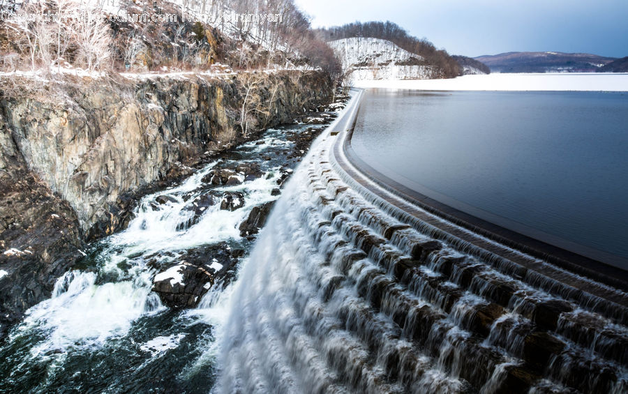Dam, River, Water, Coast, Outdoors, Sea, Landscape
