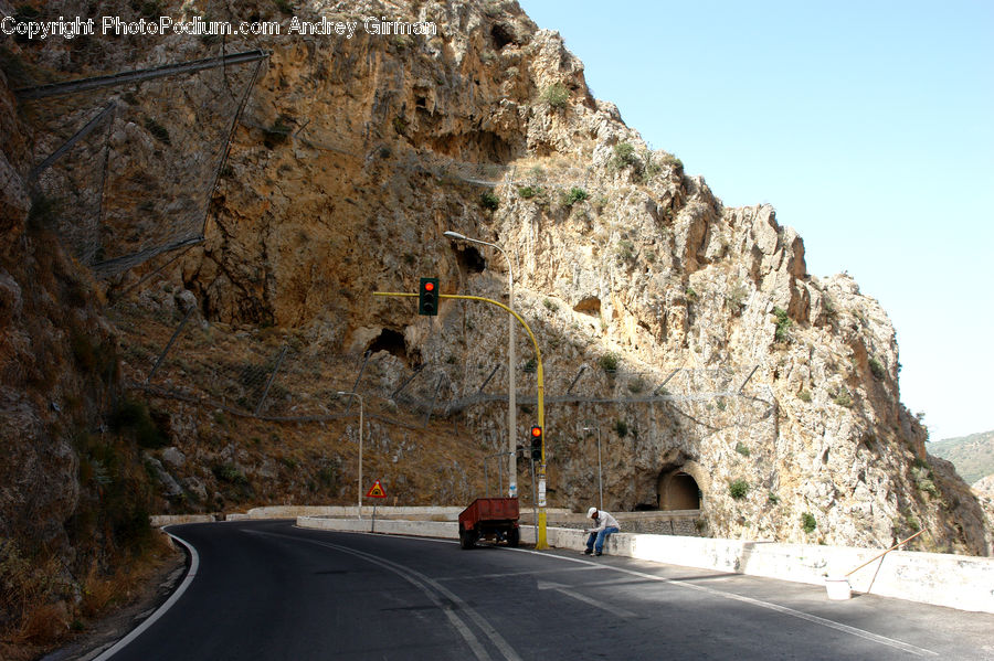 Freeway, Road, Cliff, Outdoors, Highway, Landscape, Nature