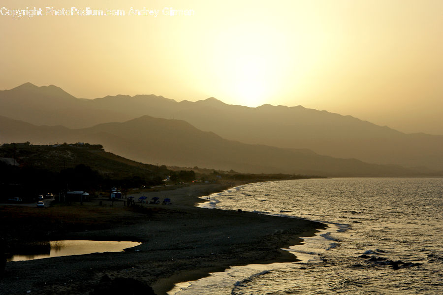 Dawn, Dusk, Sky, Sunrise, Sunset, Promontory, Beach