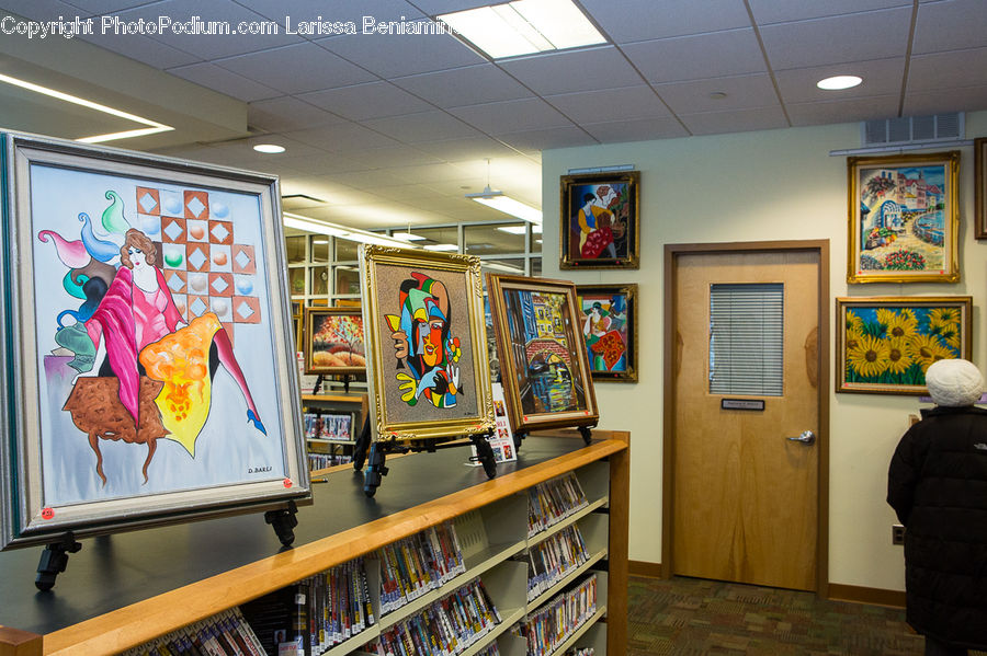 Art, Art Gallery, Painting, Indoors, Library, Room, Flyer