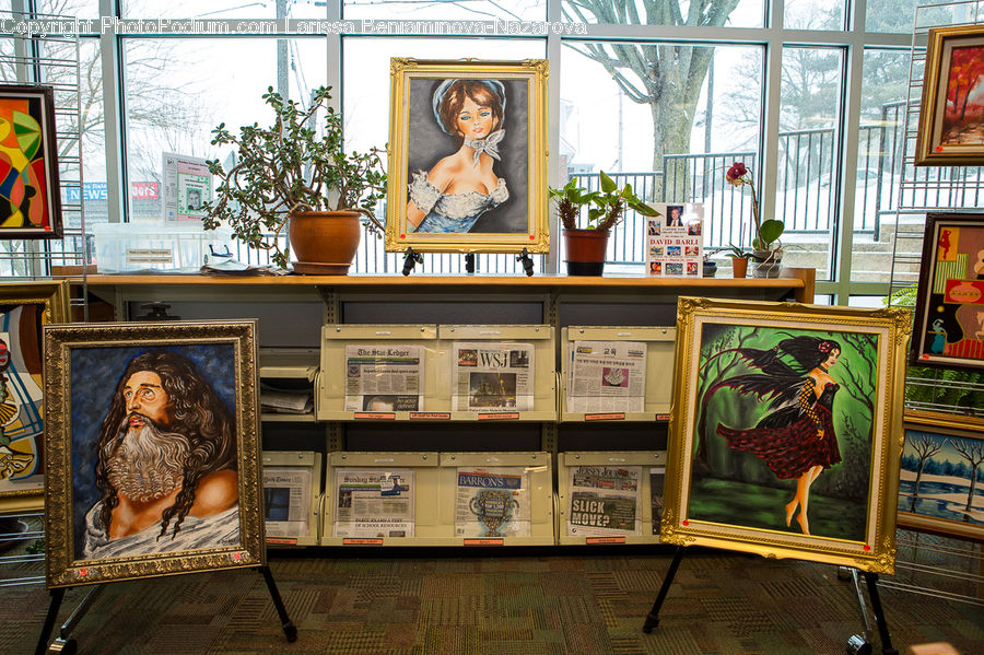 Plant, Potted Plant, People, Person, Human, Art, Painting