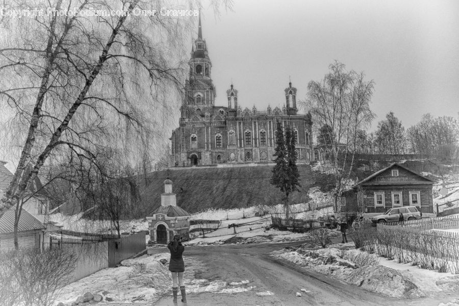 Drawing, Sketch, Architecture, Castle, Fort, Countryside, Outdoors