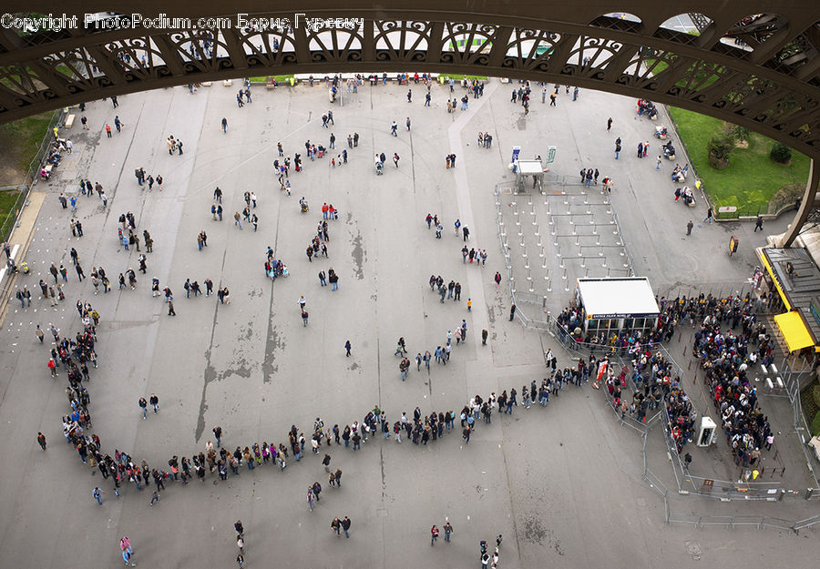 Crowd, Aerial View, Intersection, Road, City, Downtown, Carnival