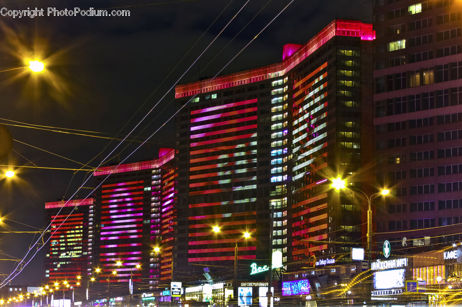 City, Downtown, Metropolis, Urban, Lighting, Night, Outdoors