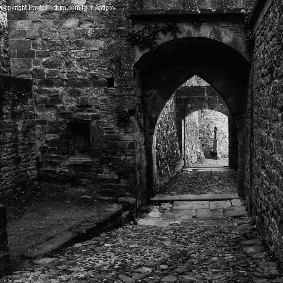 Arch, Brick, Alley, Alleyway, Road, Street, Town