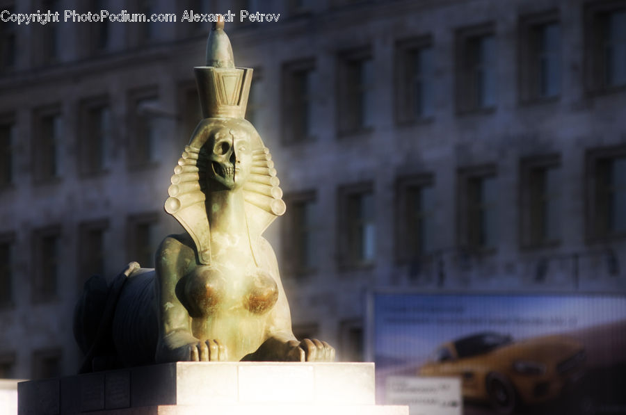 Fountain, Water, Art, Gargoyle, Statue, Asphalt, Tarmac