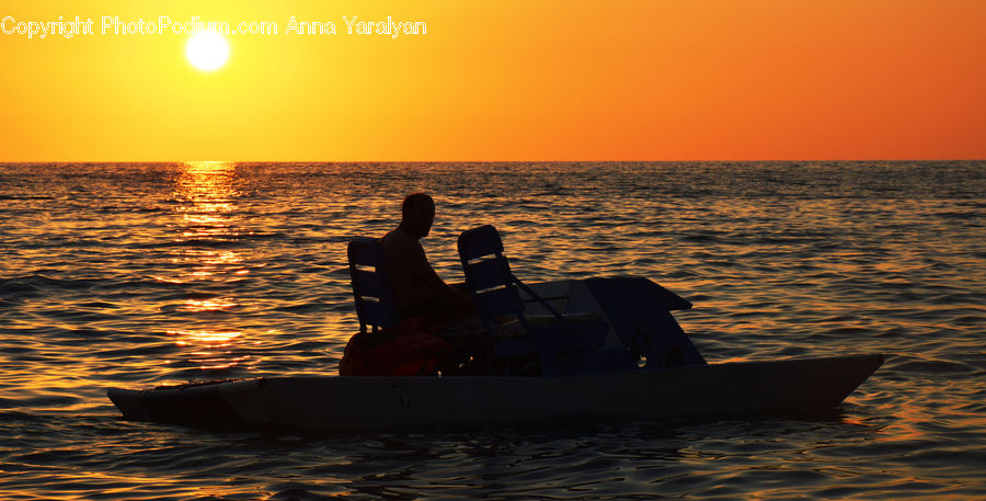 Boat, Dinghy, Watercraft, Bench, Silhouette, Beach, Coast