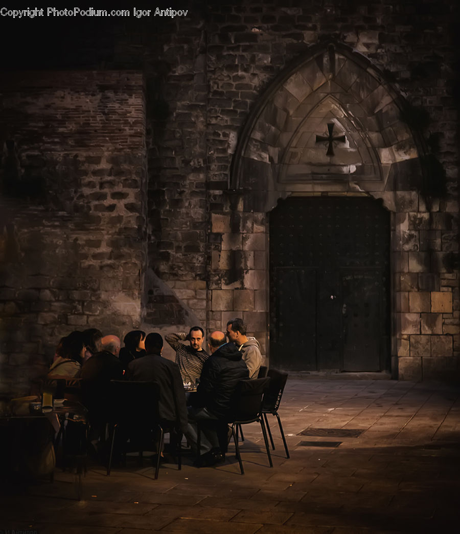 Chair, Furniture, Cobblestone, Pavement, Walkway, Crowd, Crypt