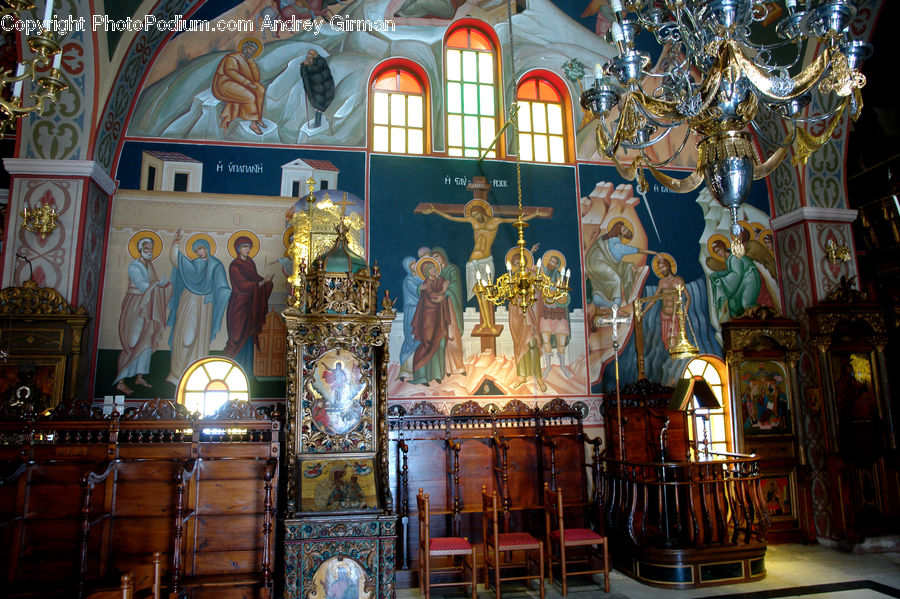 Chair, Furniture, Altar, Architecture, Chandelier, Lamp, Church