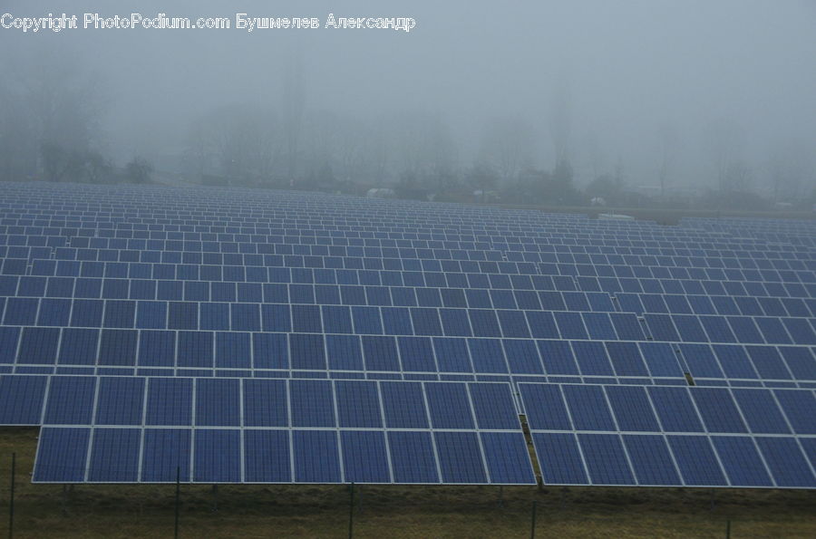 Solar Panels, Building, Housing, Field, Grass, Grassland, Plant