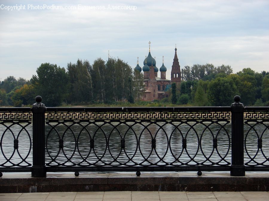 Railing, Park Bench, Bridge, Building