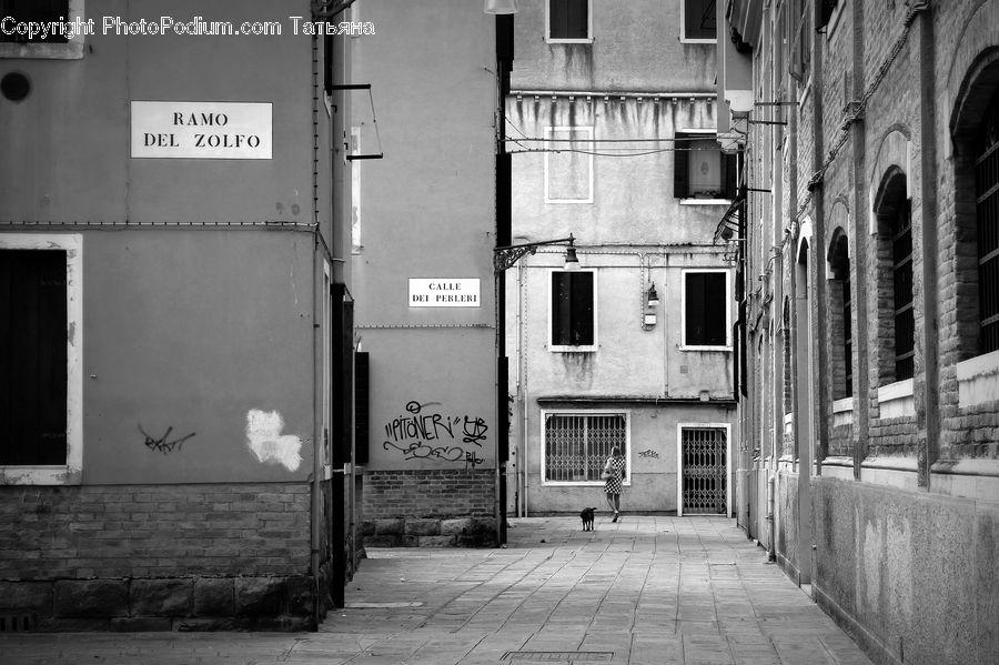 Alley, Alleyway, Road, Street, Town, Fence, Wall