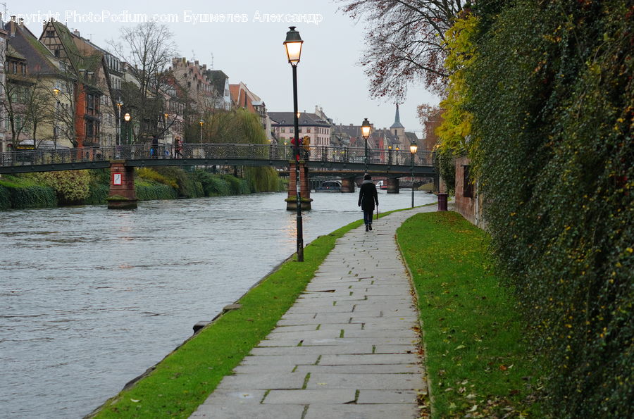 Path, Sidewalk, Walkway, Canal, Outdoors, River, Water