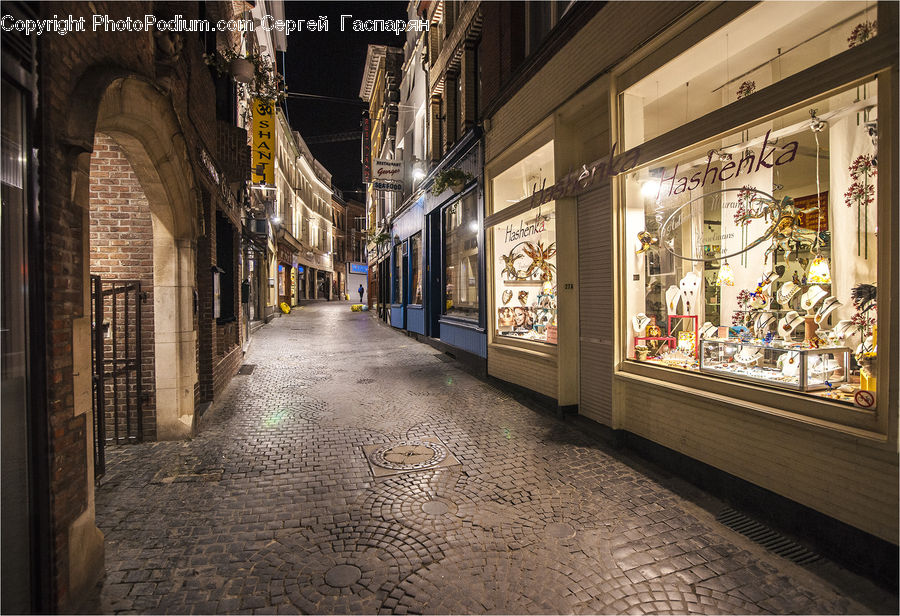 Cobblestone, Pavement, Walkway, Boutique, Shop, Window Display, Brick